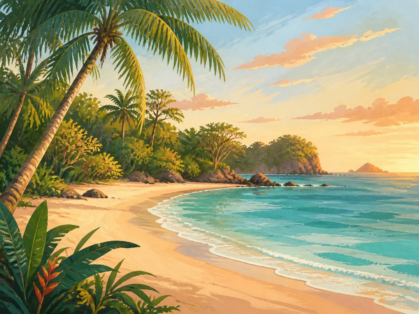 Illustration of a tropical Costa Rican coast
