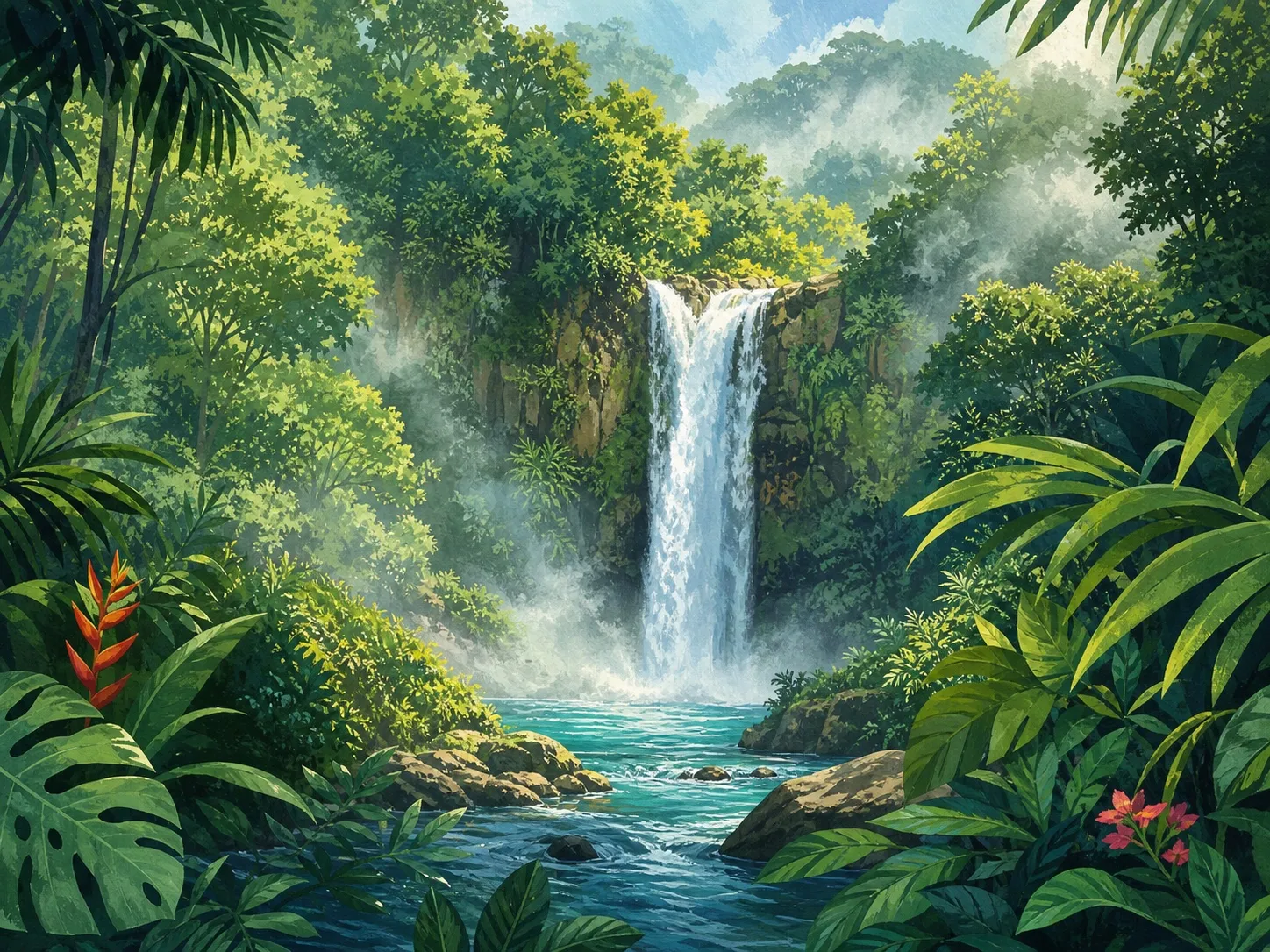 Generated landscape illustration for this sample itinerary; not evidence of a booked location or service.