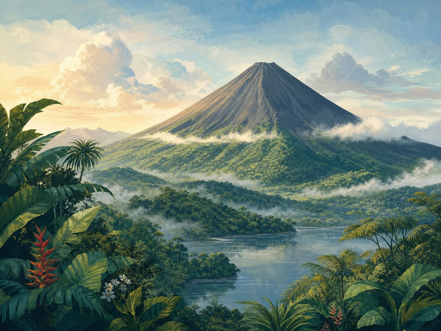 Generated landscape illustration for this sample itinerary; not evidence of a booked location or service.