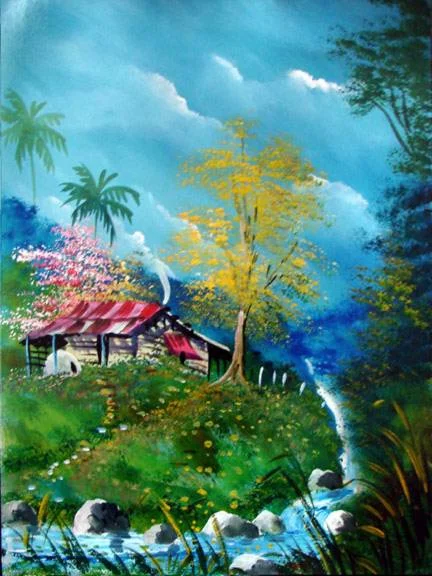 Rural Costa Rica watercolor by Carlos Cruz