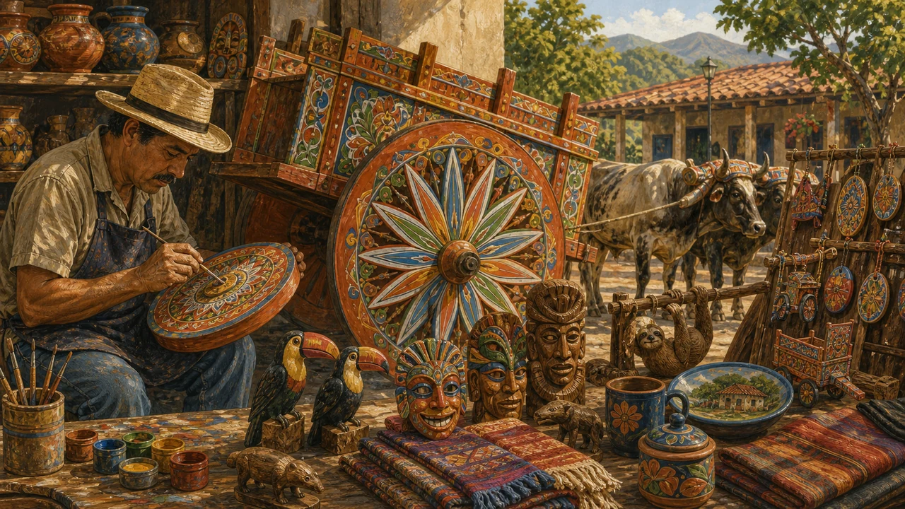 Traditional painted Costa Rican oxcart, national labor symbol