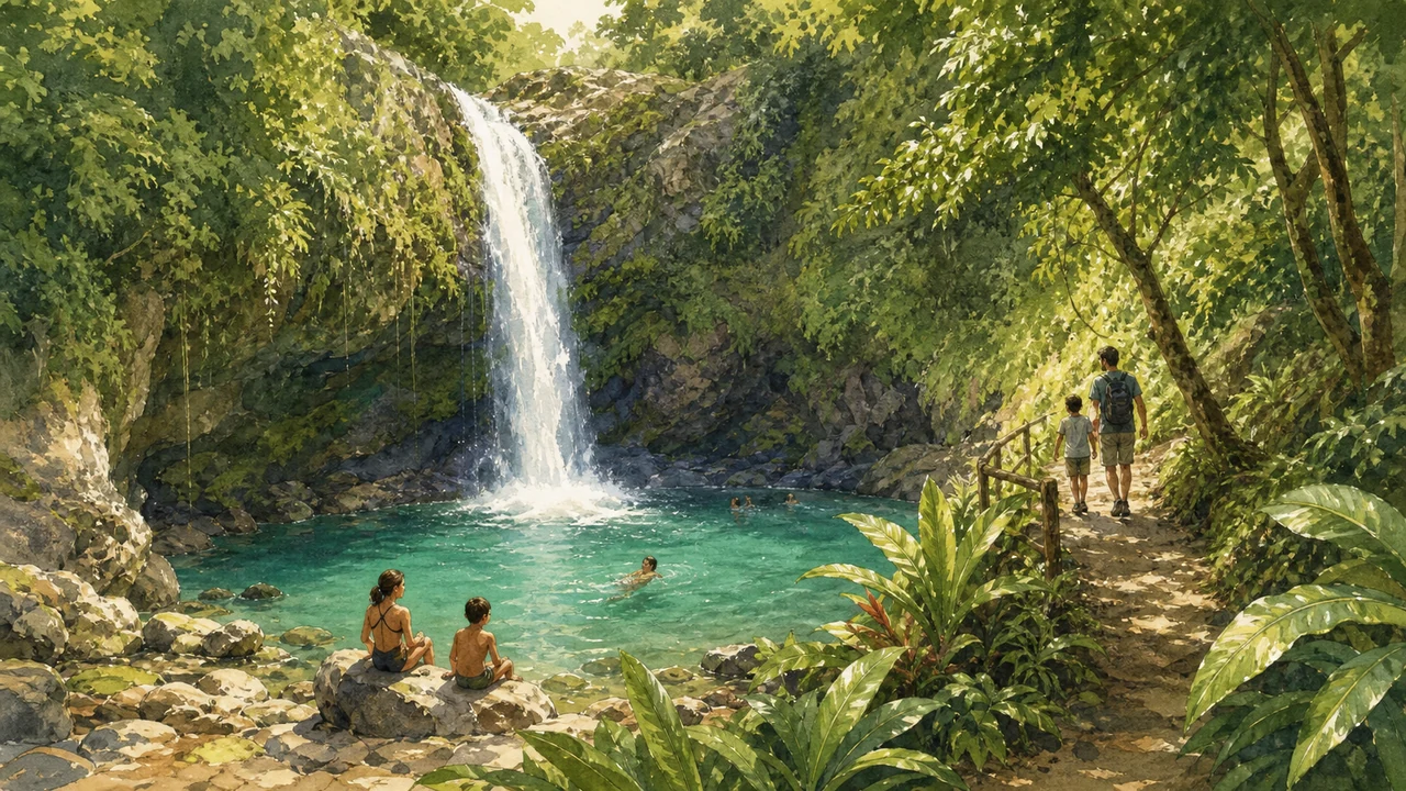 Las Musas waterfall cascading 60 meters into a natural pool in San Ramón, Costa Rica