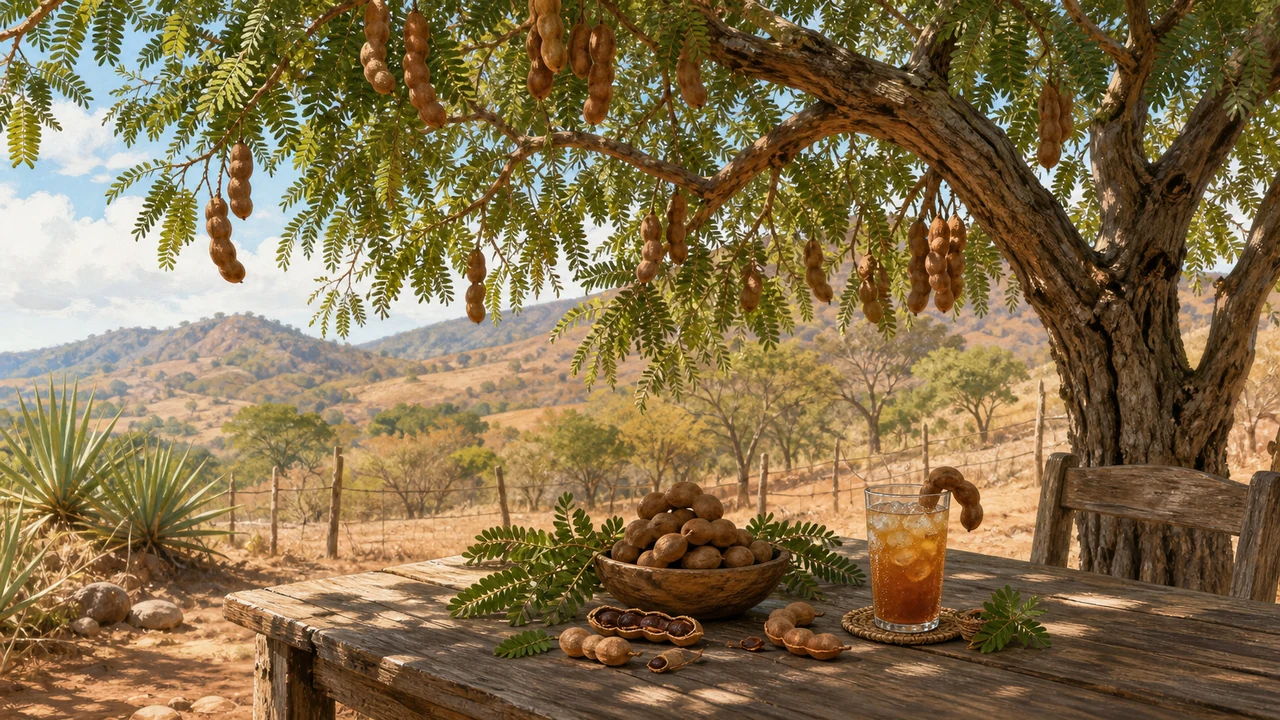 Costa Rica tamarind tree and fruit
